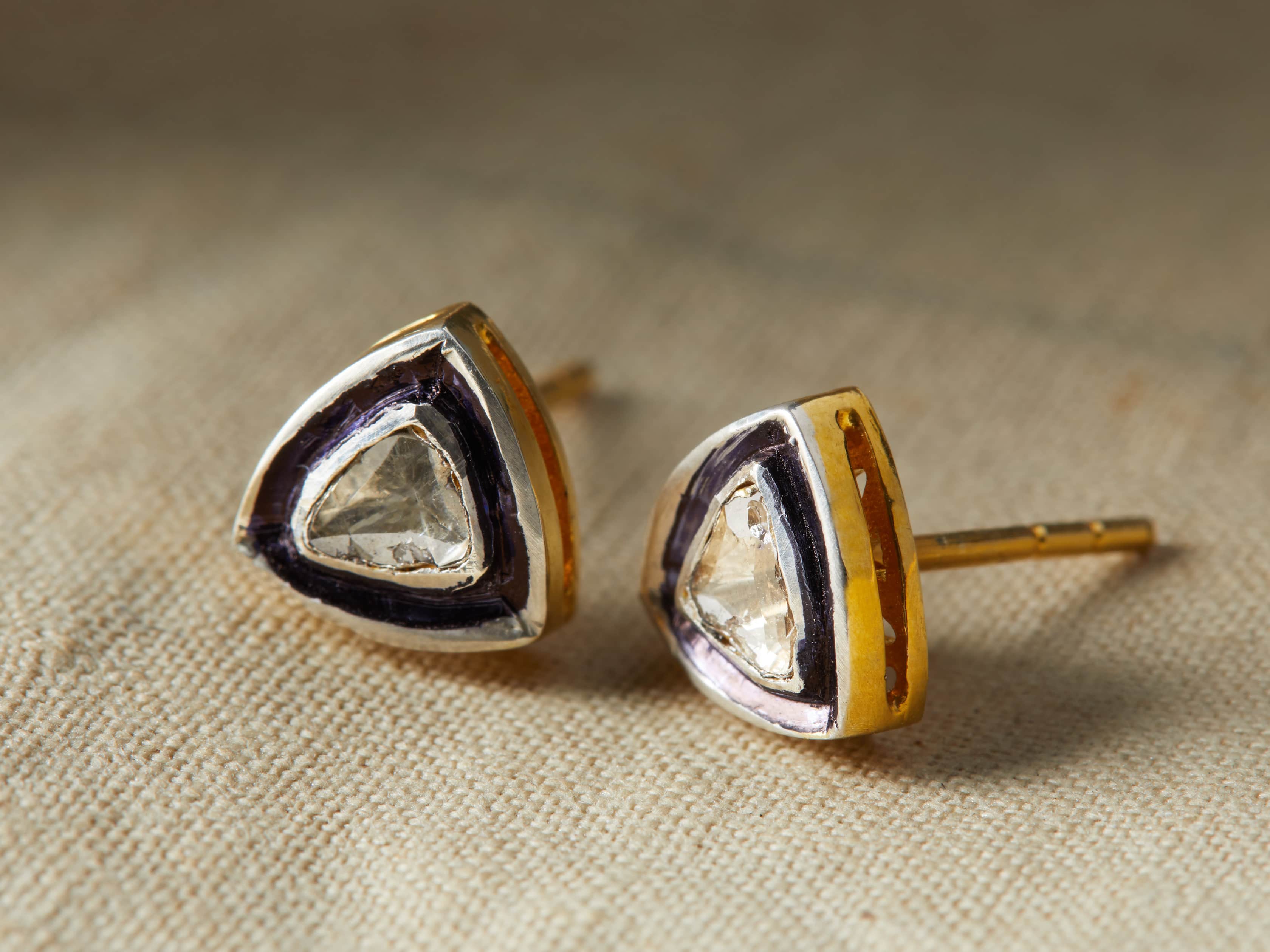 Polki Diamond Stud Earrings